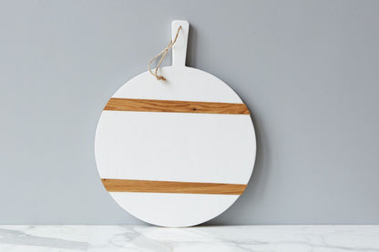 Charcuterie board, white round mod, medium.