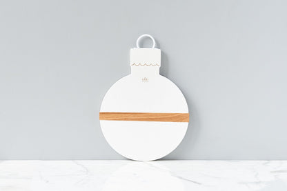 Charcuterie board, white mod ornament, small.