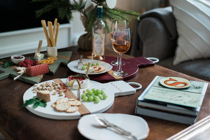 Charcuterie board, white mod ornament, small.