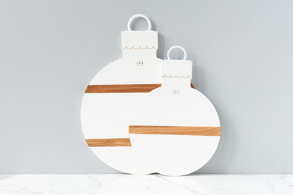 Charcuterie board, white mod ornament, small.