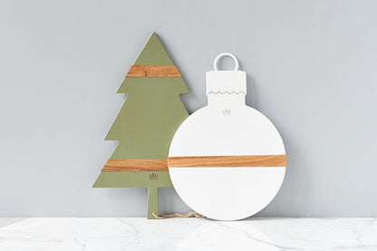Charcuterie board, white mod ornament, small.