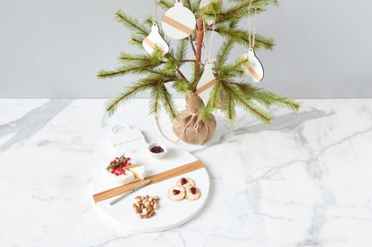 Charcuterie board, white mod ornament, small.