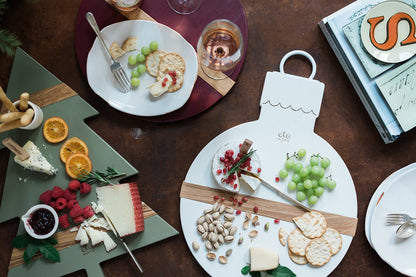 Charcuterie board, white mod ornament, small.