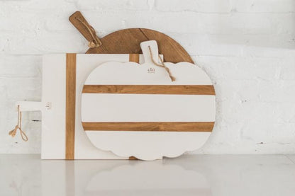 Charcuterie board, white mod pumpkin, large.