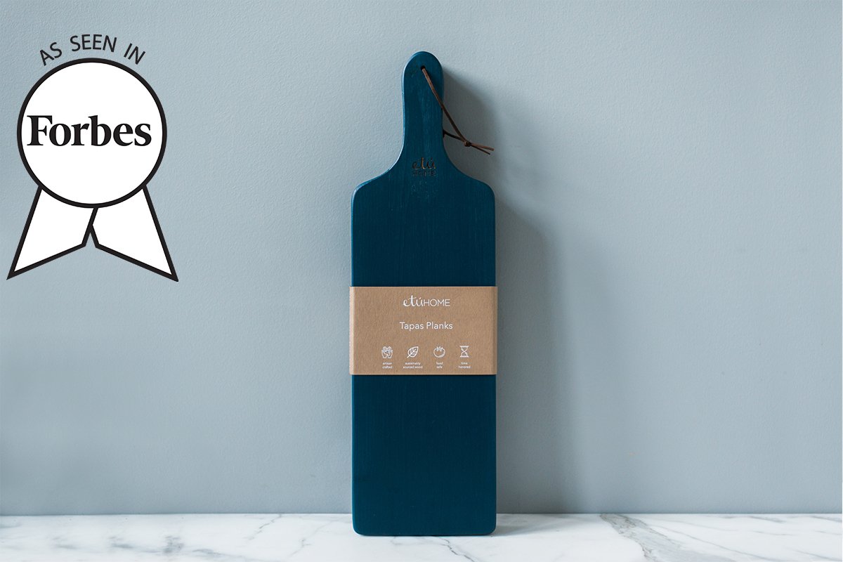 Tapas plank set in navy, set of two.