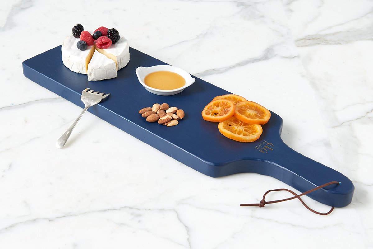 Tapas plank set in navy, set of two.