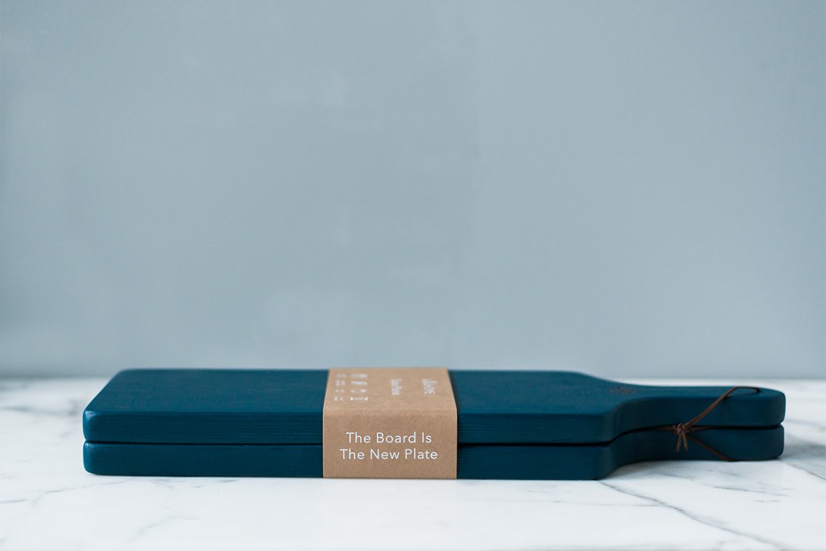 Tapas plank set in navy, set of two.