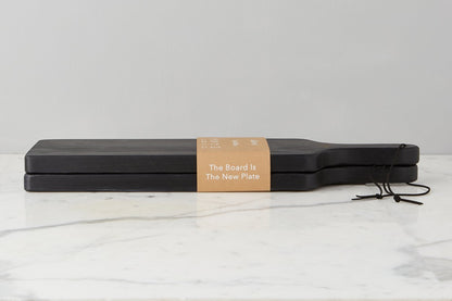 Tapas plank set in black, set of two.