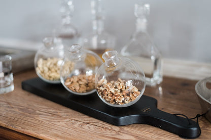 Tapas plank set in black, set of two.