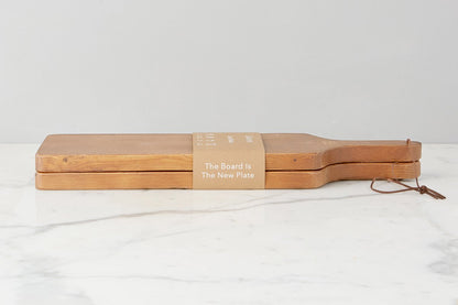 Tapas plank set in natural wood, set of two.