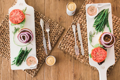 Tapas plank set in white, set of two.