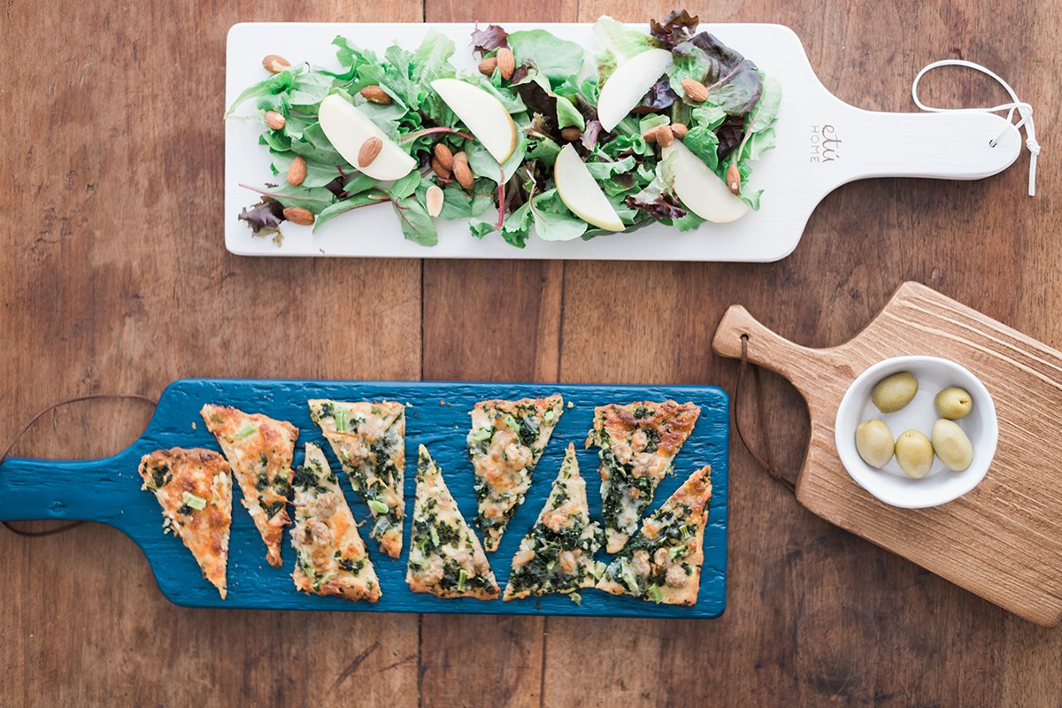 Tapas plank set in navy, set of two.
