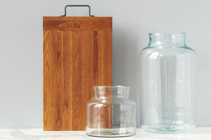 Cutting board with wood oiling wax, farmhouse, large.