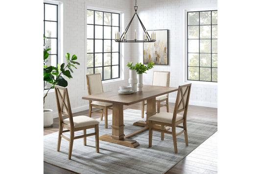Joanna 5Pc Dining Set W/Upholstered Back Chairs - Rustic Brown