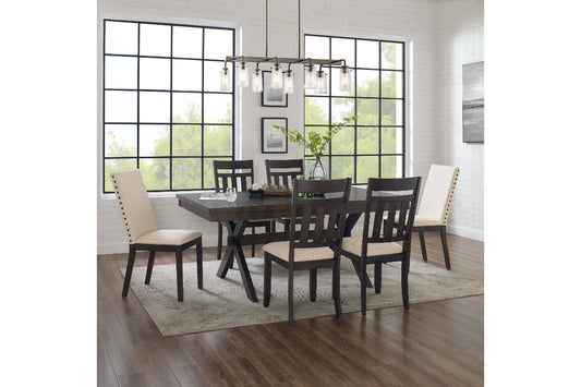 Hayden 7Pc Dining Set W/Slat back and Upholstered Chairs - Slate