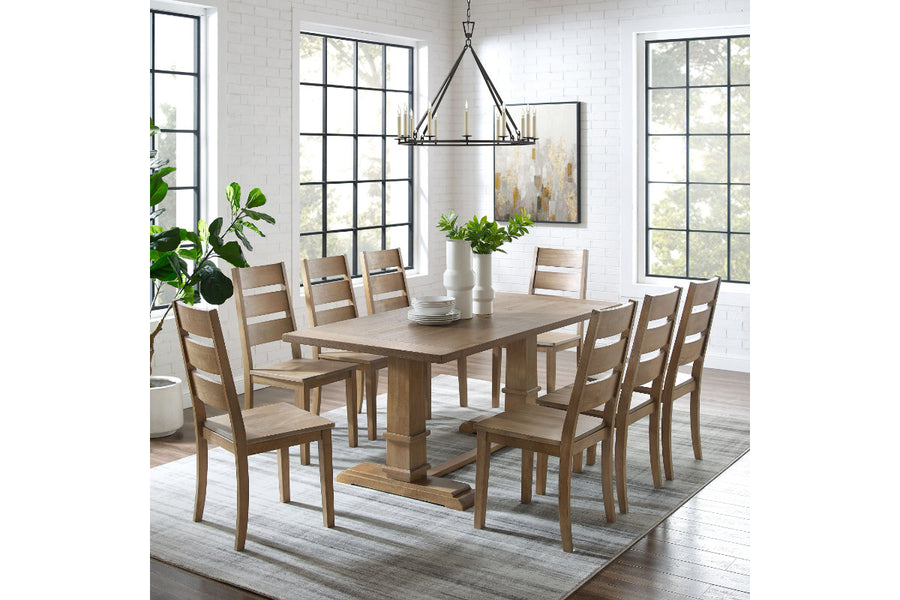 Joanna 9Pc Dining Set W/Ladder Back Chairs - Rustic Brown