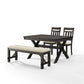 Hayden 4Pc Dining Set W/Bench and Slat Back Chairs - Slate