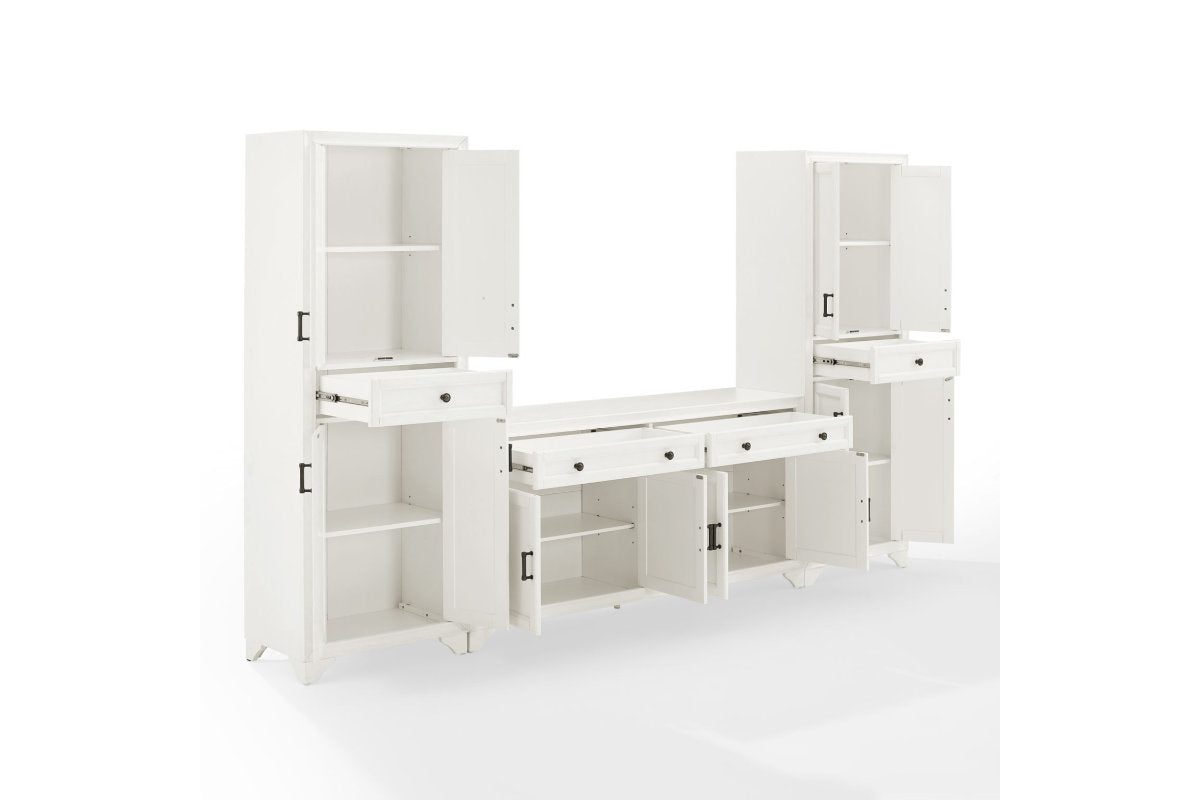 Tara 3Pc Sideboard And Pantry Set - White