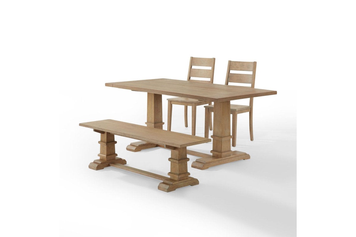 Joanna 4Pc Dining Set W/Bench and Ladder Chairs - Rustic Brown