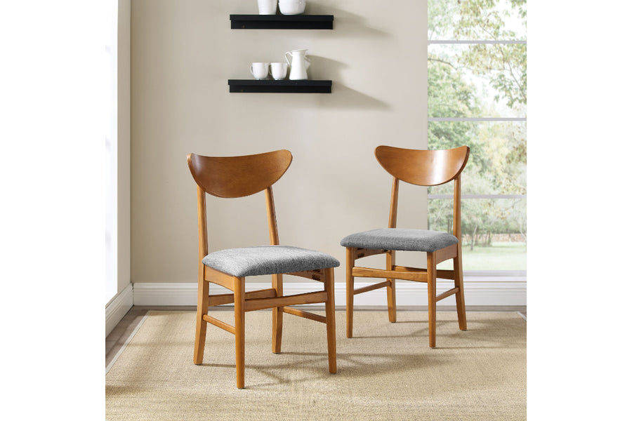 Landon 2Pc Wood Dining Chairs W/Upholstered Seat - Acorn