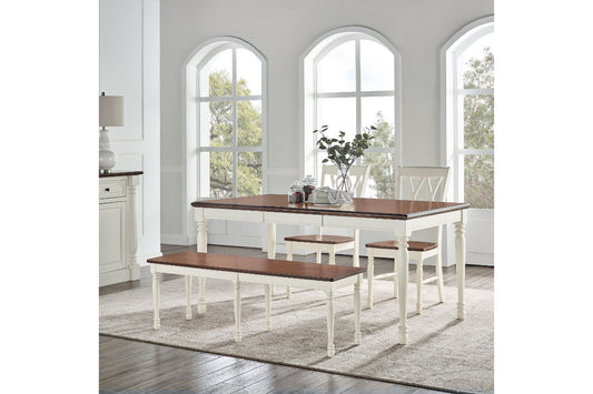 Shelby 4 Piece Dining Set - Distressed White