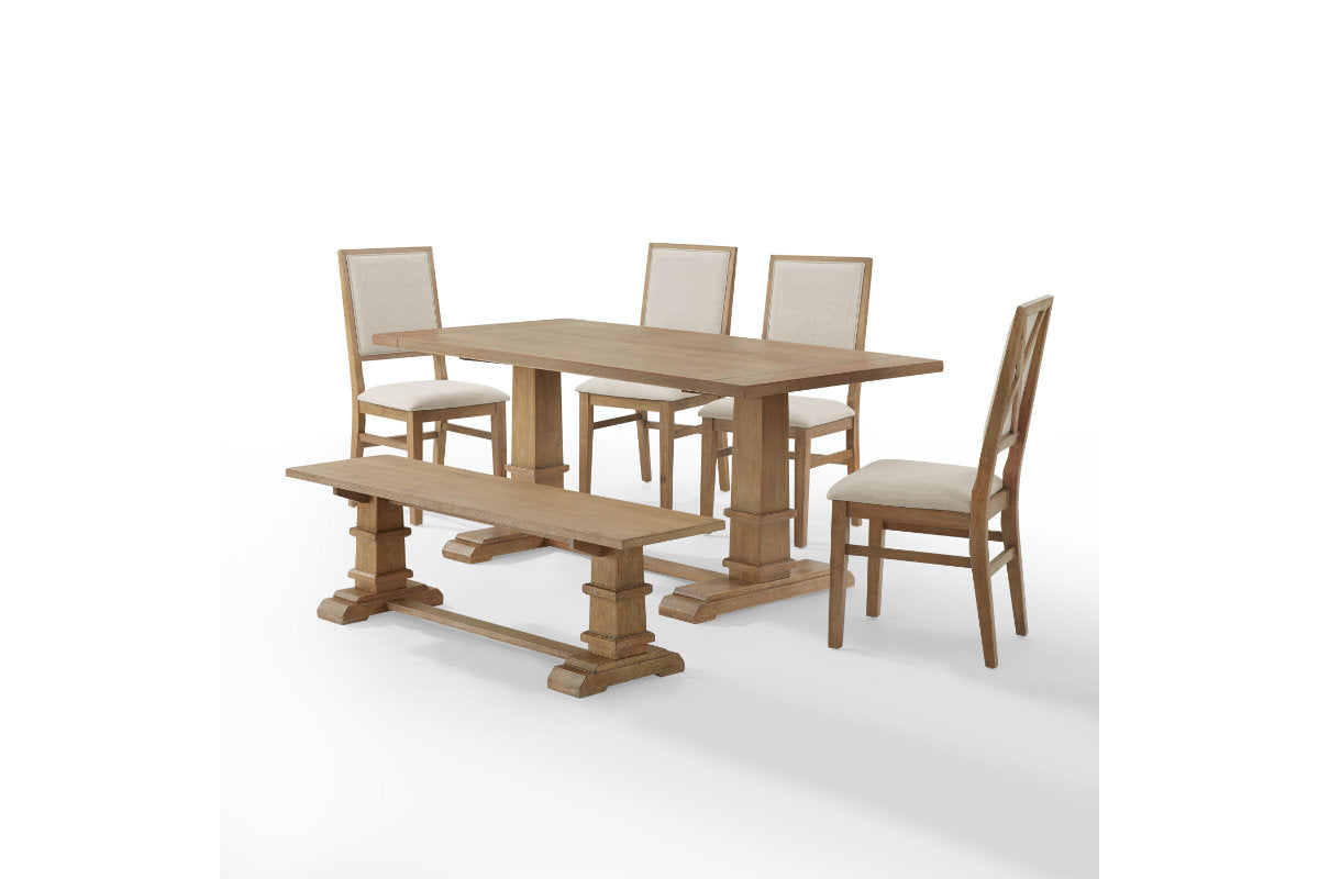 Joanna 6Pc Dining Set W/Upholstered Chairs - Rustic Brown