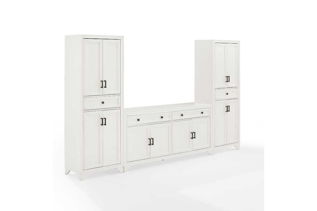 Tara 3Pc Sideboard And Pantry Set - White