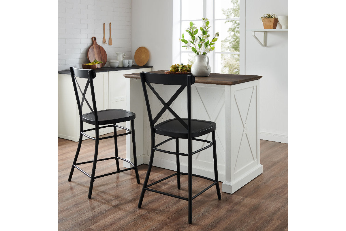 Clifton Kitchen Island W/Camille Stools - Distressed White