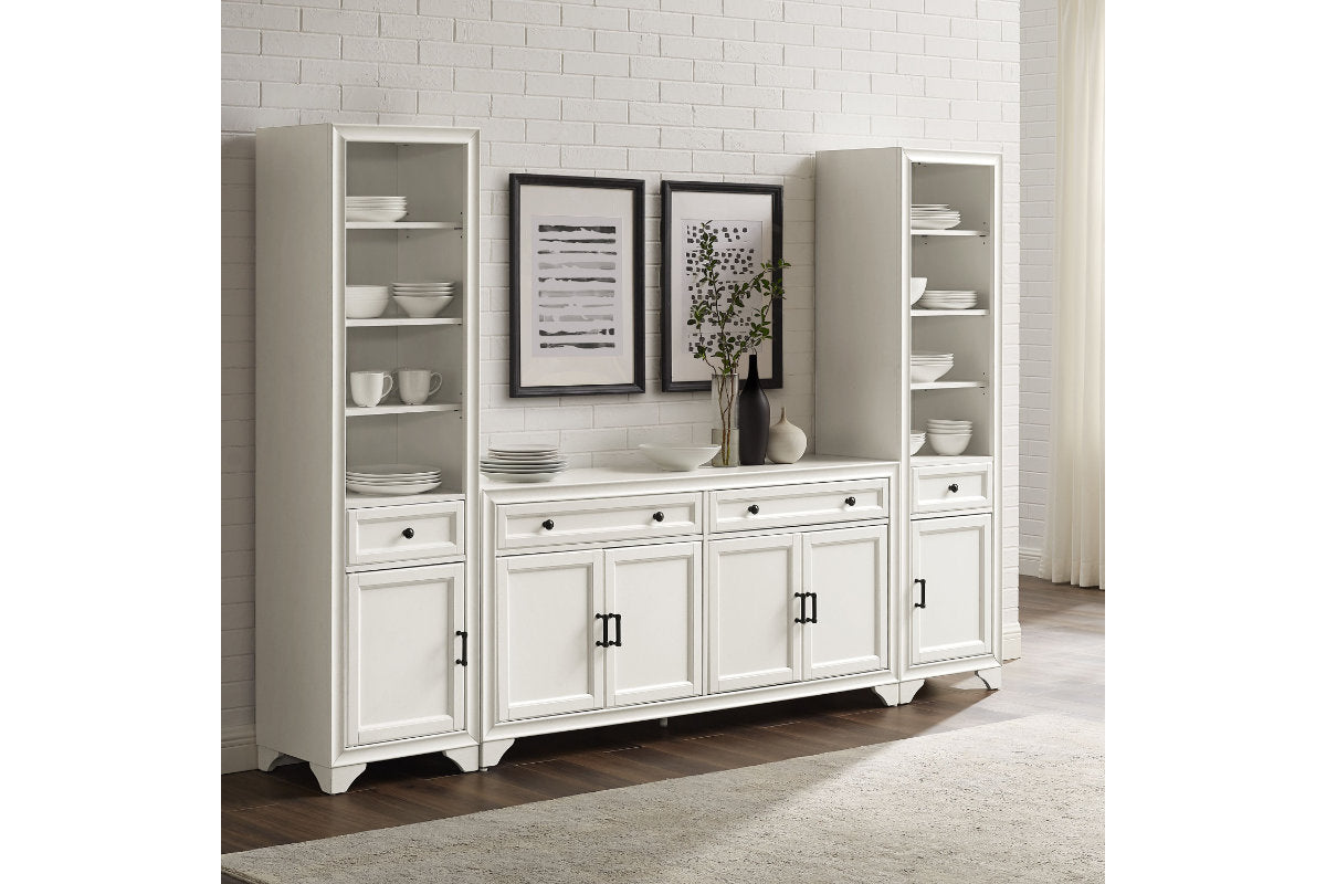 Tara 3Pc Sideboard And Bookcase Set - White