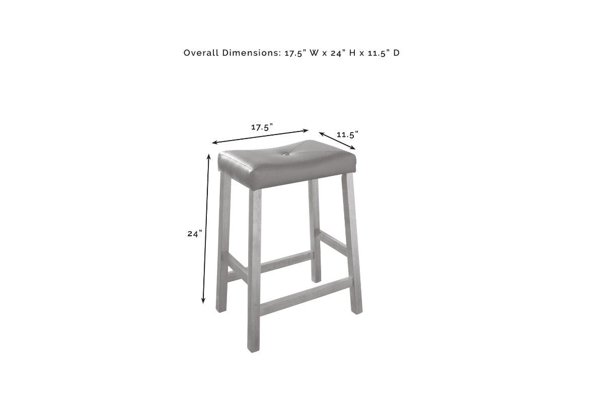 Clifton Kitchen Island W/Uph Saddle Stools - Distressed White