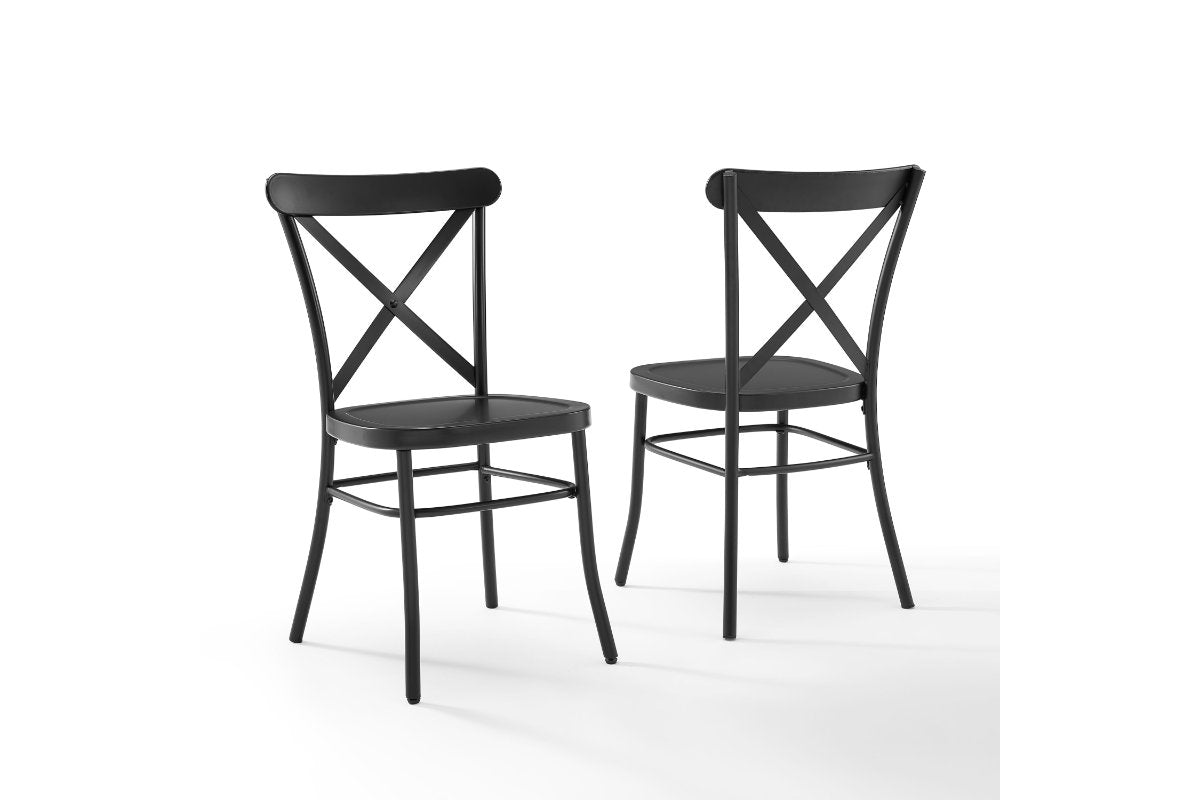 Camille 2Pc Metal Chair Set - Matte Black