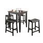 5Pc Pub Dining Set W/Upholstered Saddle Stools - Black