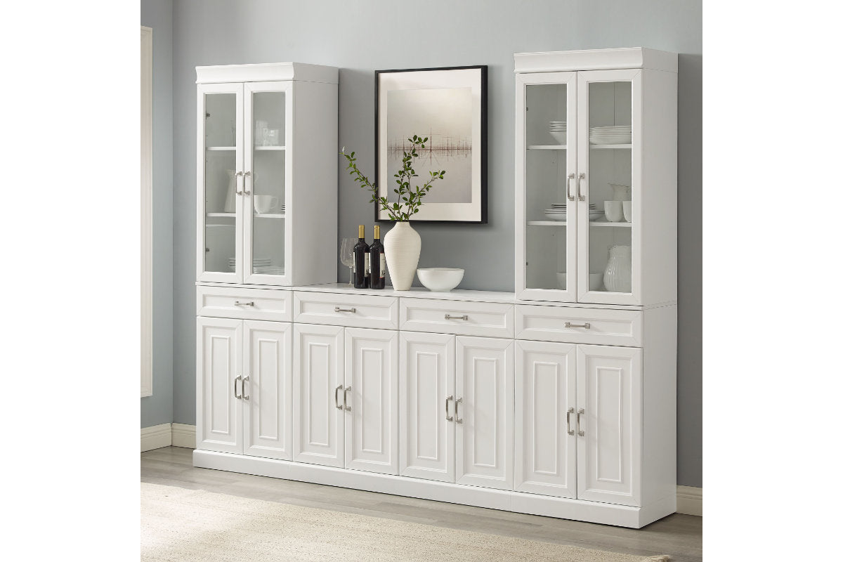 Stanton 3Pc Sideboard And Glass Door Pantry Set - White