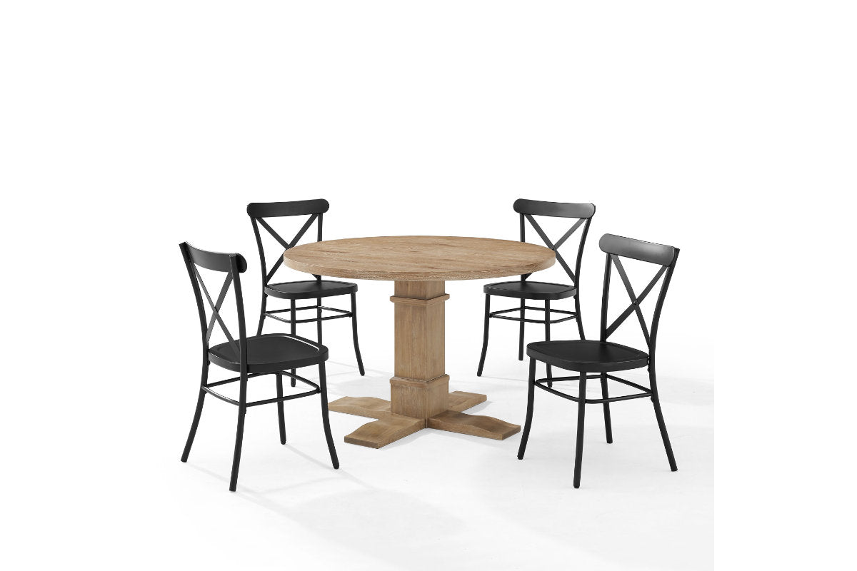 Joanna 5Pc Round Dining Set W/Camille Chairs - Matte Black