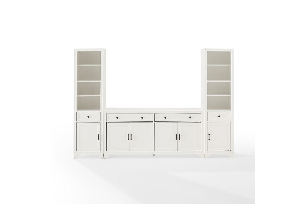 Tara 3Pc Sideboard And Bookcase Set - White