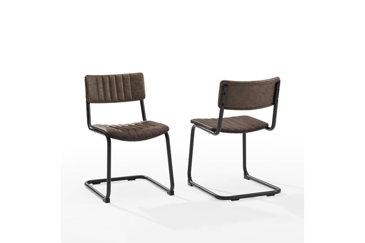 Conrad 2Pc Cantilever Dining Chair Set - Distressed Mocha