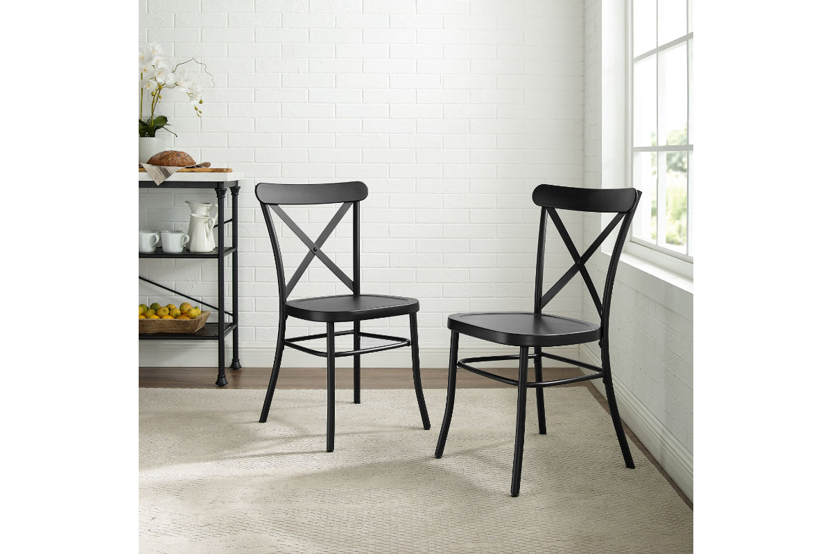 Camille 2Pc Metal Chair Set - Matte Black