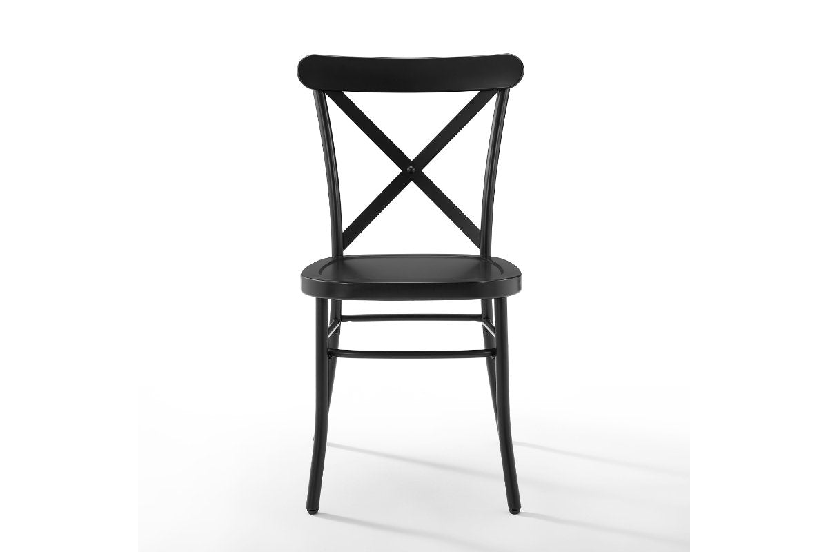 Camille 2Pc Metal Chair Set - Matte Black