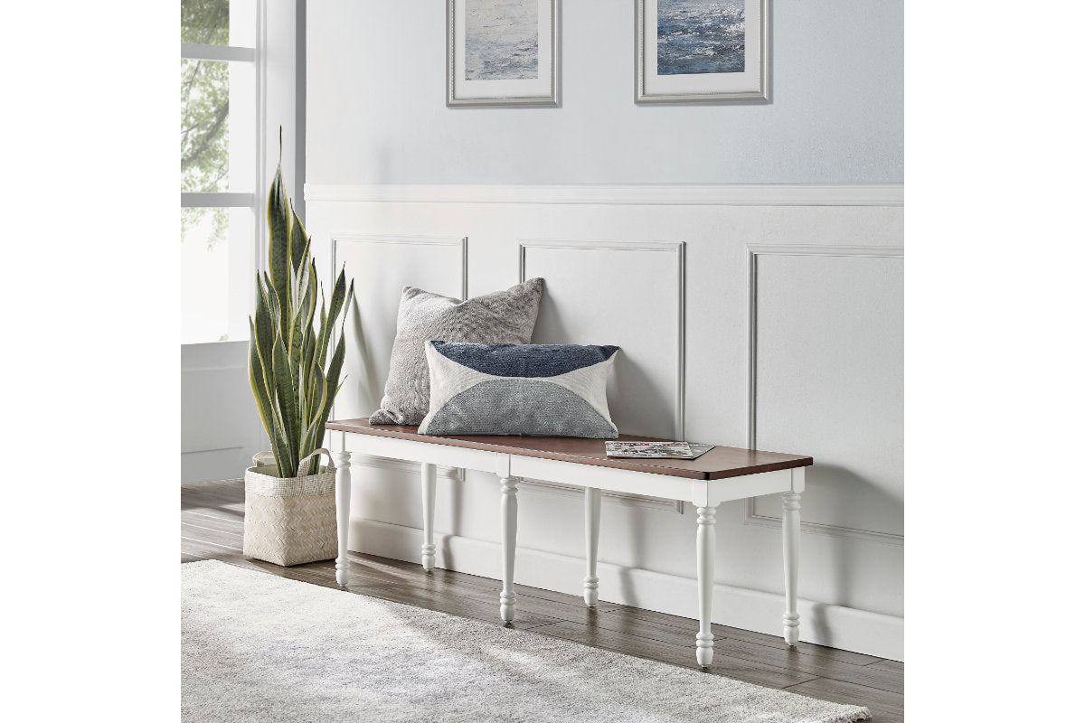 Shelby Dining Bench - Distressed White