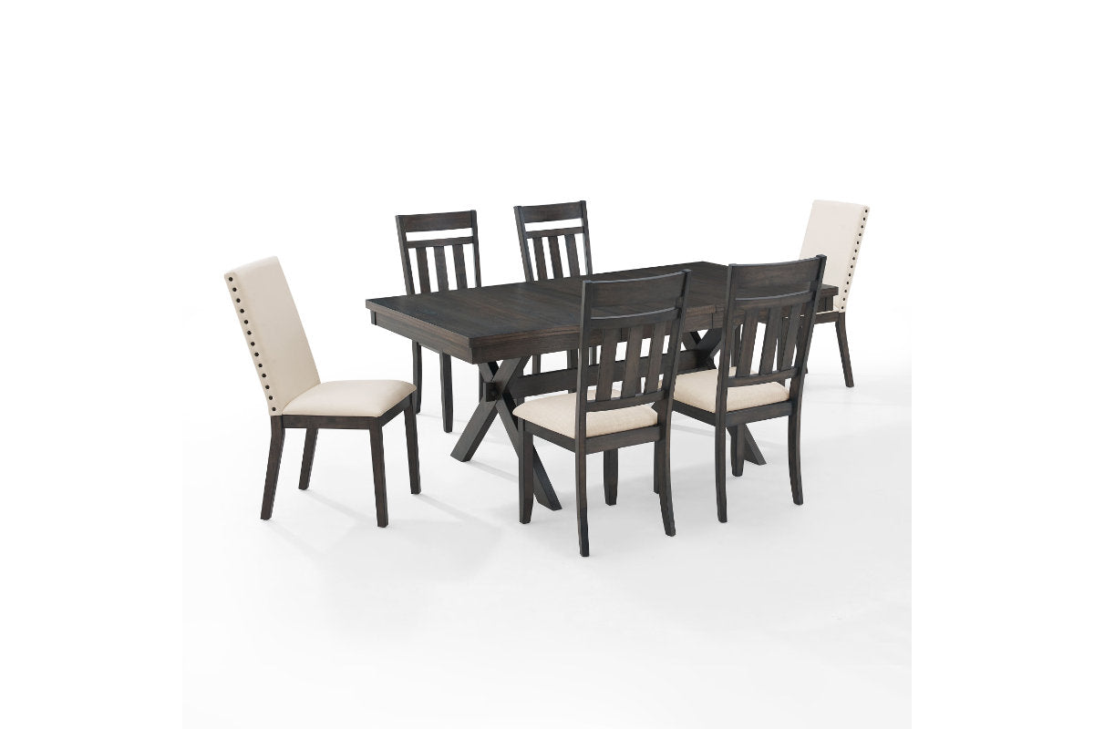 Hayden 7Pc Dining Set W/Slat back and Upholstered Chairs - Slate