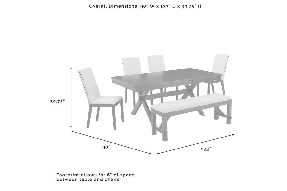 Hayden 6Pc Dining Set W/Upholstered Chairs - Slate