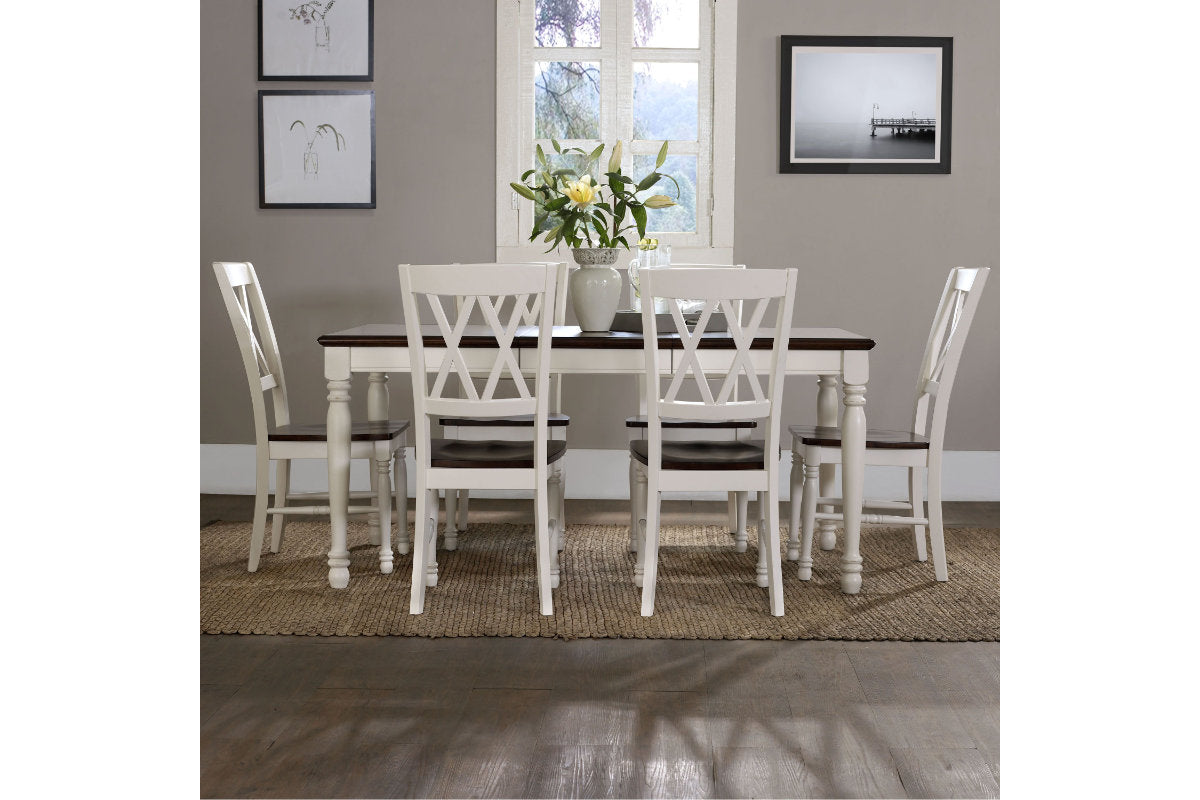 Shelby 7Pc Dining Set - Distressed White