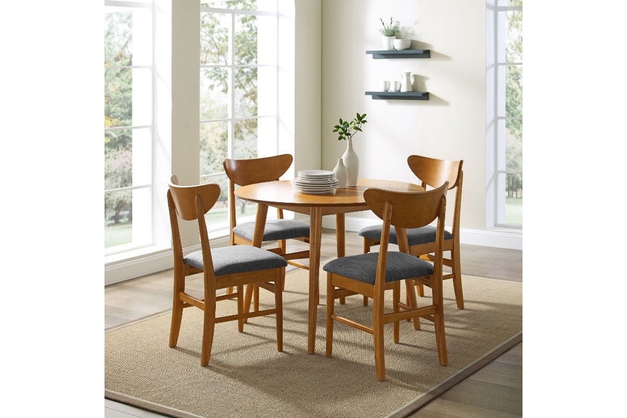 Landon 5Pc Round Dining Set W/Wood Back Chairs - Acorn