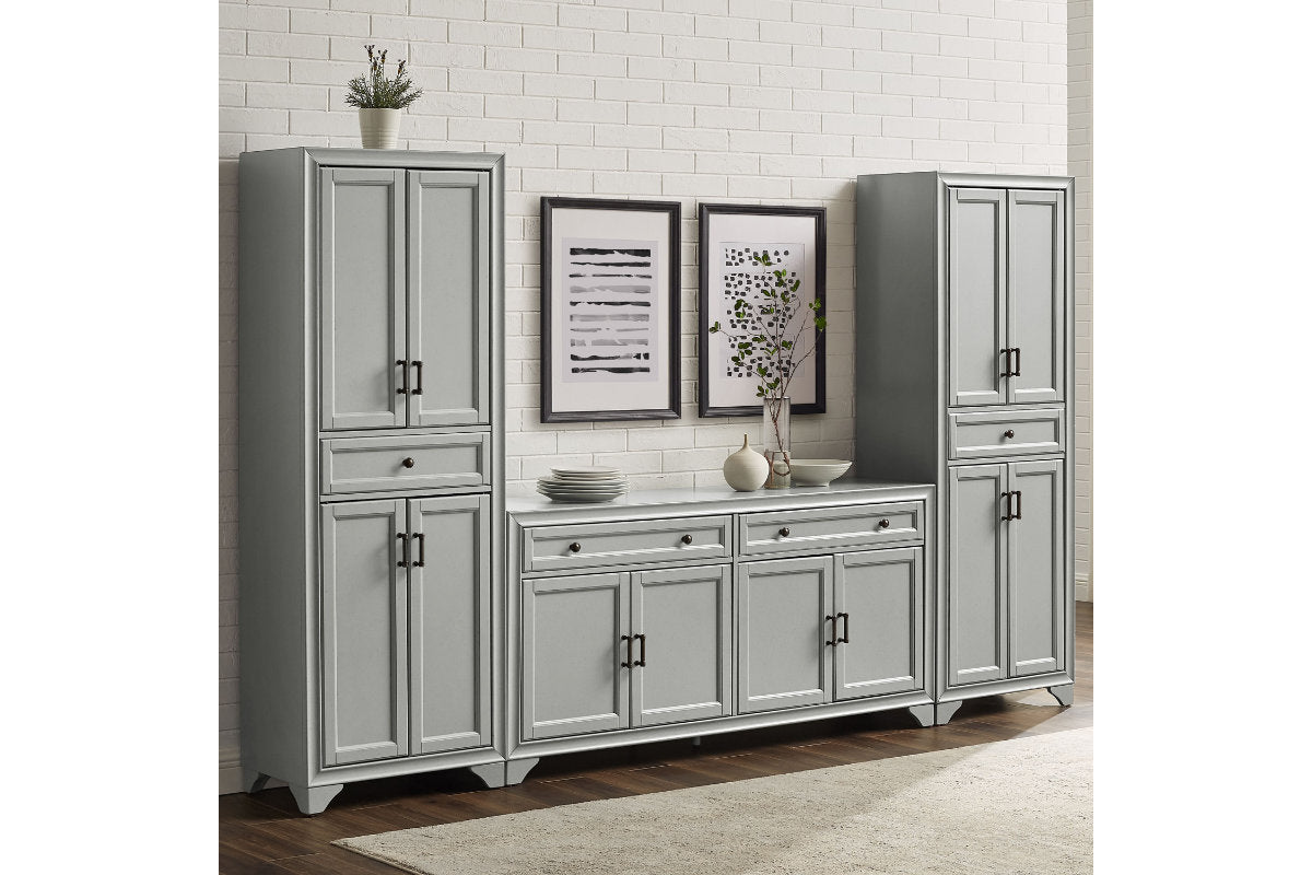 Tara 3Pc Sideboard And Pantry Set - Gray