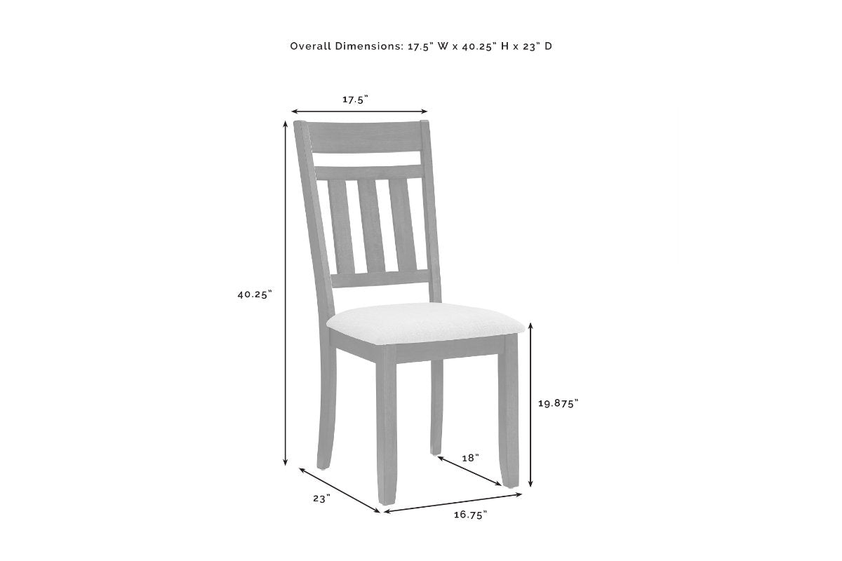 Hayden 7Pc Dining Set W/Slat back and Upholstered Chairs - Slate