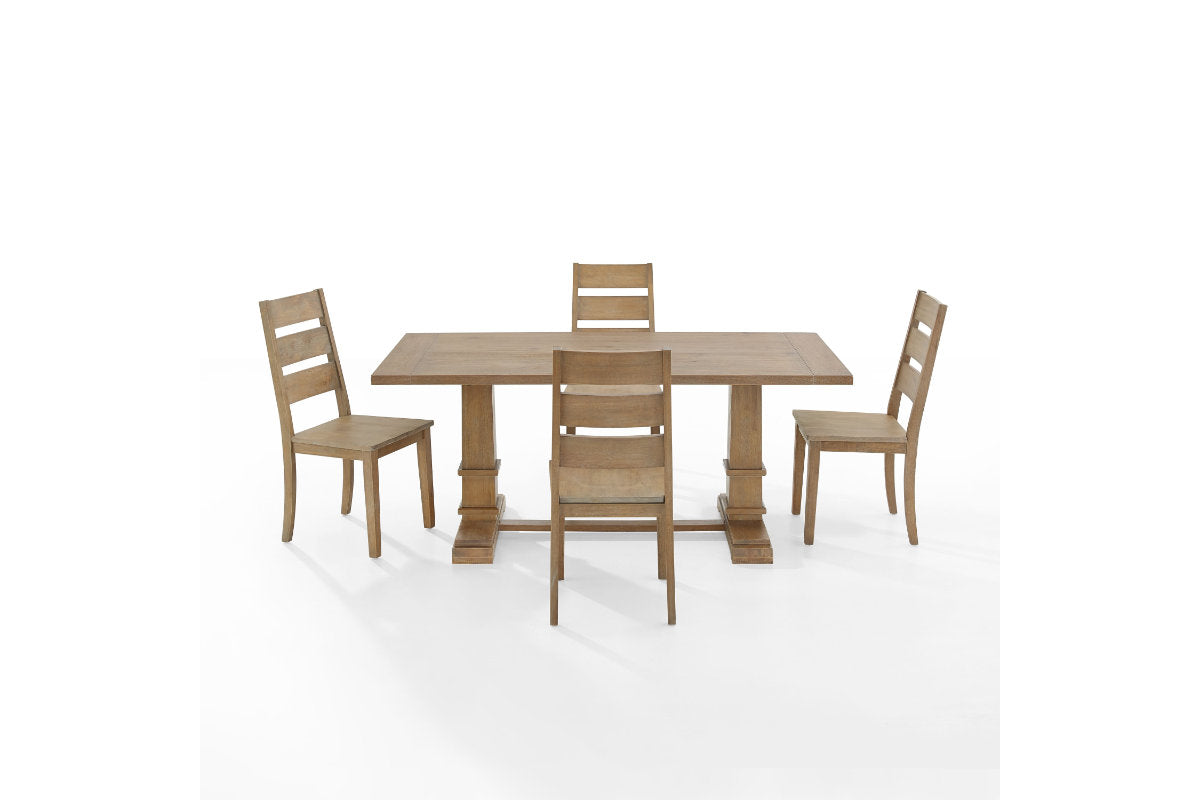 Joanna 5Pc Dining Set W/Ladder Back Chairs - Rustic Brown