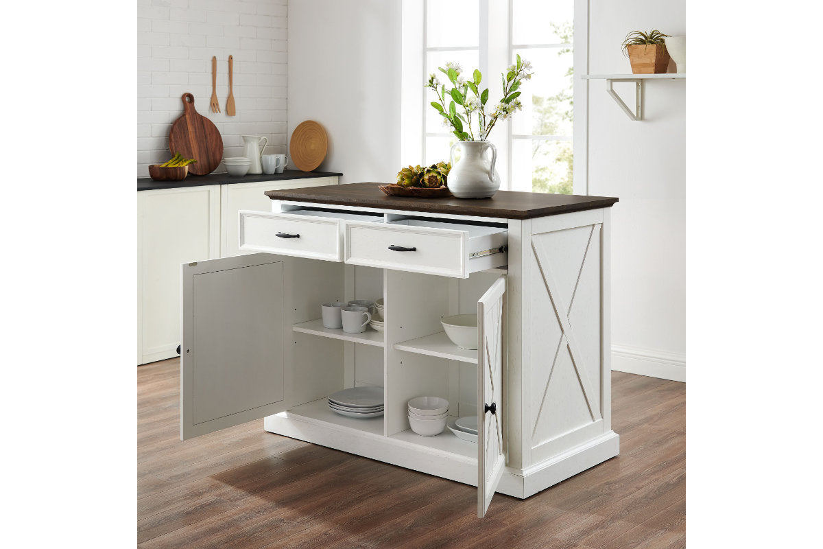 Clifton Kitchen Island - Distressed White