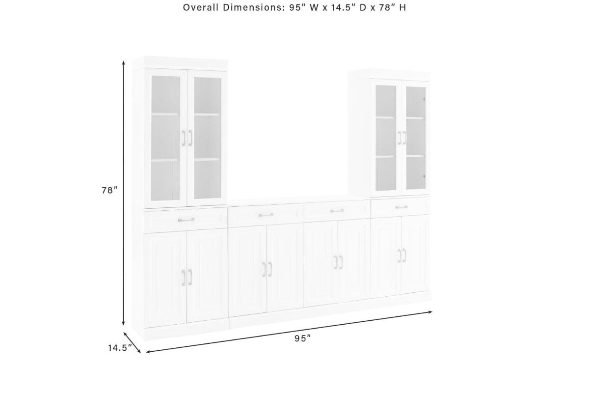 Stanton 3Pc Sideboard And Glass Door Pantry Set - White